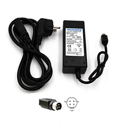 Immagine di TOP CHARGEUR ® Adattatore Caricatore Caricabatteria Alimentatore 12V 5V 2A 4 Pin per Hard Disk Multimediale Wattac BA0362ZI 8 A02 Woxter Incluso Cavo Di Alimentazione