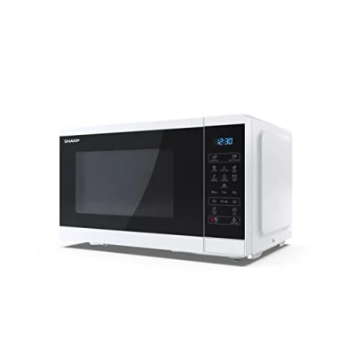Immagine di SHARP YC MS252AE W Forno a microonde, 900 W, 11 livelli di potenza, funzione scongelamento, dimensioni 47,2 x 28 34,5 cm, colore: Bianco