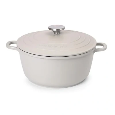 Immagine di Teglia con coperchio, resistente al forno, antiaderente, profonda Dutch Oven pentola a induzione per zuppe forno in alluminio 4 l, 24 cm, grigia, Di Nuovva
