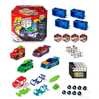 Immagine di Majorette Tune Up&#039;s Gift Pack, 212051003, + 3 Anni, con 4 Veicoli in Scala 1:64, Die Cast, 28 Sorprese Incluse, Multicolore