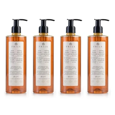 Immagine di Prija Gel doccia e shampoo con ginseng, 4 flaconi da 380 ml, linea corpo capelli