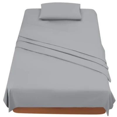 Immagine di Lenzuola Una Piazza e Mezza 120 Completo 3 Pezzi in Microfibre Lenzuolo con Angoli Sopra 1 Federa 50x80 120x190/200 Grigio Chiaro