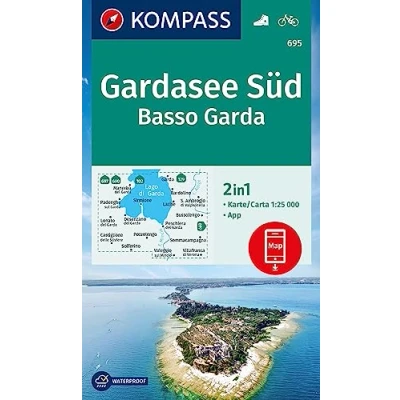 Immagine di Carta escursionistica n. 695. Gardasee Süd, Basso Garda. Ediz. multilingue: 3in1 Wanderkarte inklusive Karte zur offline Verwendung in der KOMPASS App. Fahrradfahren. Skitouren. Langlaufen.