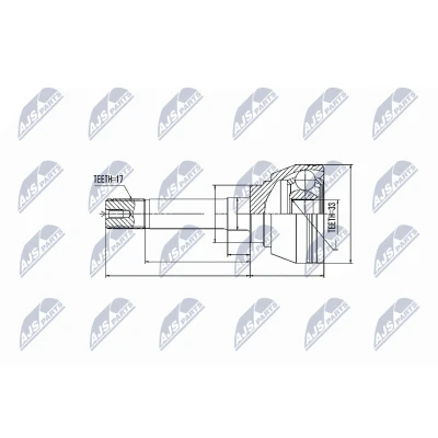 Immagine di NTY NPZ IS 008 Kit Giunto Omocinetico Assale anteriore Sx, Dx, lato ruota ISUZU: D Max 1 Pickup