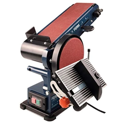 Immagine di FERM Levigatrice da Banco Combinata 350W 150mm. Include 2 Nastri Abrasivi (G80 e G120) Dischi