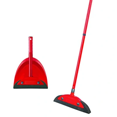 Immagine di Vileda 158735 Super Feger Classic Scopa con manico e Set Paletta Tre Parti, Acciaio, Rosso, 16 x 49 cm