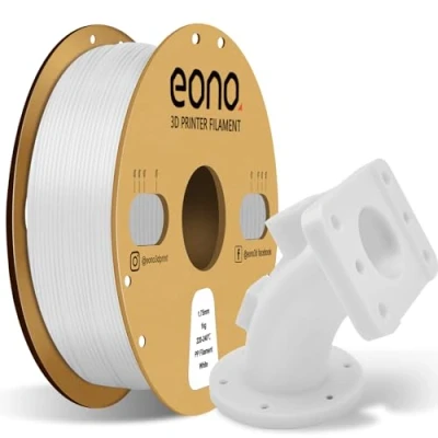 Immagine di Eono Filamento in PP per stampante 3D, 1,75 mm, semi flessibile, ultra resistente, polipropilene, bianco, 1 kg