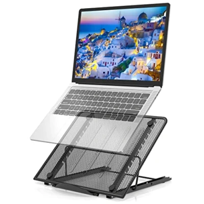 Immagine di Jumkeet supporto per computer portatile, PC ventilato, regolabile, ergonomico, leggero, pieghevole, MacBook Air Pro, PC, iPad, notebook, tablet (11 15 pollici)