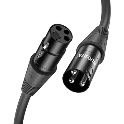 Immagine di NUOSIYA Cavo XLR Bilanciato, 2 pacchi per microfono, da 3 pin maschio a femmina, registratore studio, mixer, sistema di altoparlanti, alimentazione phantom(1m)