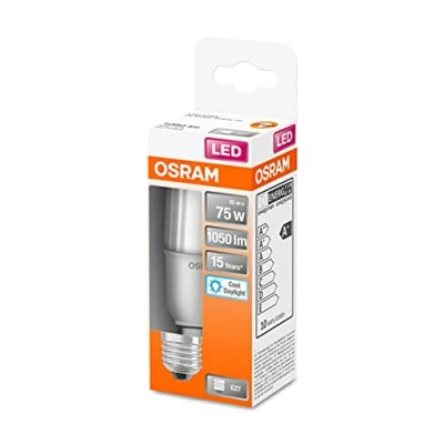 Immagine di OSRAM LED Star Classic STICK, lampada smerigliata a forma di bastone per base E27, bianco luce del giorno (6500K), 1050 lumen, sostituzione lampadine convenzionali da 75W, confezione 4