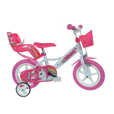 Immagine di Dino Bikes Unicorn 12&quot; Bicycle, 30,5 Unisex, Bianco e Rosa