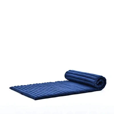 Immagine di LEEWADEE Materassino Singolo da Pavimento Pieghevole, Materasso Giapponese Arrotolabile, Letto per Ospiti O Campeggio, Futon Shiatsu in Kapok, 190 x 70 cm, Blu