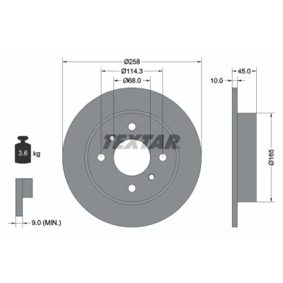 Immagine di TEXTAR 92056400 Disco freno 258 10 04/06 114,3 pieno senza bullone fissaggio ruota, mozzo portaruota NISSAN: Almera II Hatchback