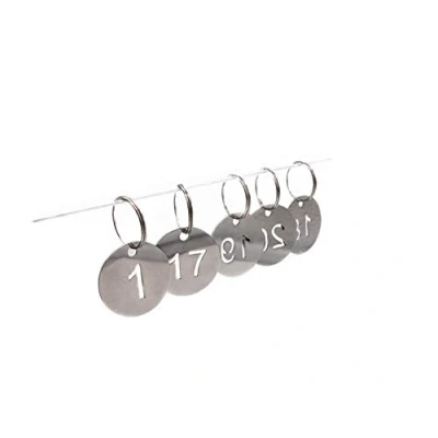 Immagine di Etichette identificative per portachiavi numerate con numeri incisi, in acciaio inox 304, anello 30mm (1 to 20)