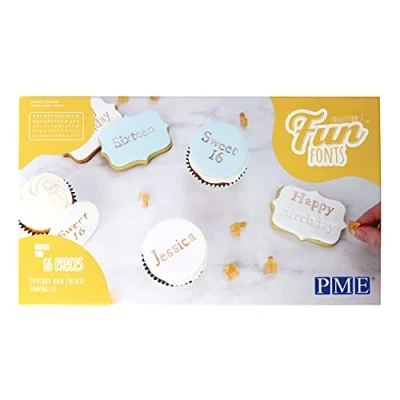 Immagine di PME Fun Fonts Alfabeto per Decorare Cupcake and Cookies, Set di 66 Pezzi, Collezione 2