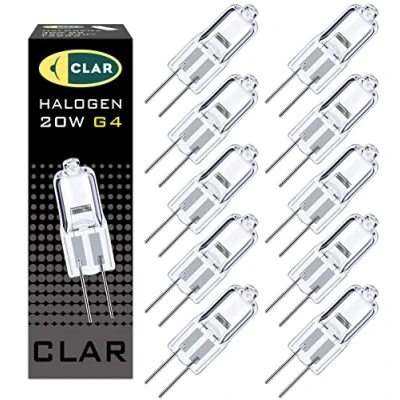 Immagine di CLAR Lampadina Alogena G4 12V 20W, Lampadine Alogene Cappa Cucina Mini Faretto (Pack 10)