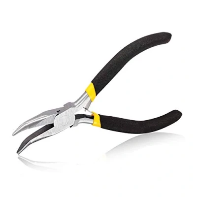 Immagine di SPEEDWOX pinze a becchi piegati lunga portata da 12,7 cm, mini sottile becco catena, ganasce lisce e curve, fini di precisione con molle foglia per aree ristrette la creazione