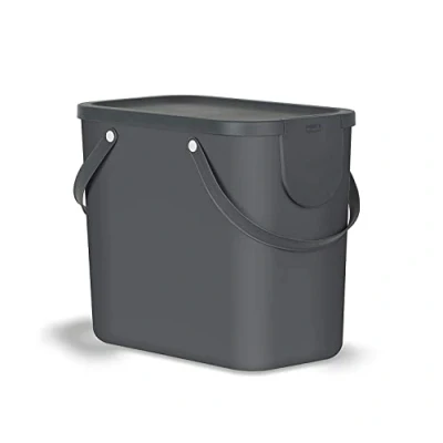Immagine di Rotho Albula Sistema di Separazione dei Rifiuti per la Cucina, Plastica (PP) senza BPA, Grigio (Antracite), 25 L, 40.0 x 23.5 34.0 cm