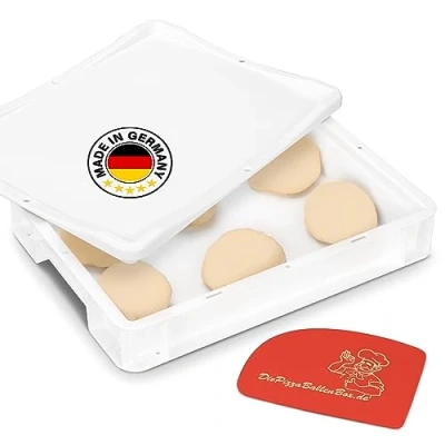 Immagine di RoyalFay® scatola per pizza 30 x 40 7 cm con coperchio contenitore in plastica bianco impasti spatola il frigorifero (1 1 coperchio)