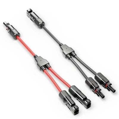 Immagine di deleyCON Cavo Solare a Y 2/1 Adattatore 6mm² Connettore PV4 / Modello T IP68 1500V (M/FF, F/MM) Per Sistema &amp; Pannello Solare, Fotovoltaico, Spina PV (30cm)