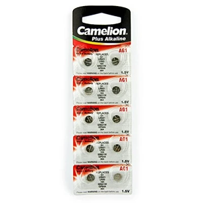 Immagine di 10 pile a bottone Camelion AG1 / LR60 164/364 LR621, lunga durata (data di scadenza contrassegnata)