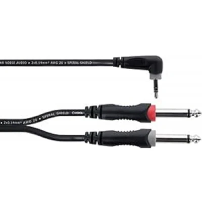 Immagine di Cordial 14868 Audio Adattatore a Y [1x Spina jack da 3.5 mm 2x 6.3 (mono)] 3 m Nero guaina in PVC, Cavo doppio