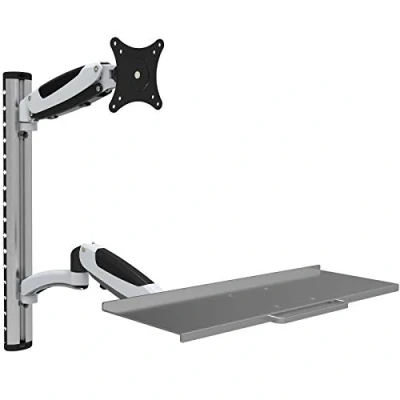 Immagine di HFTEK FY02WS Workfit Workstation Sit &amp; Stand supporto per Monitor da parete inclinazione e rotazione fino a 34 pollici con VESA 75/100