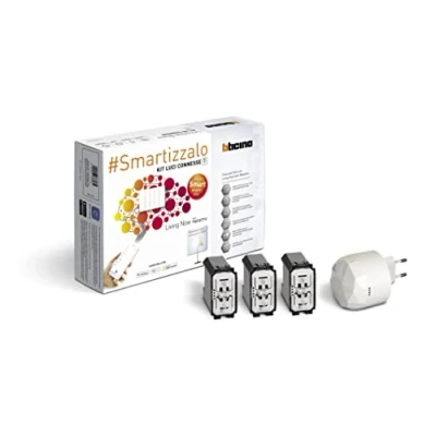 Immagine di BTicino, Kit Luci Connesse Living Now Smart SKW3601KIT, Per Accendere/Spegnere Tramite App o con Alexa, Google e Siri, 1 Gateway Plug in Bianco S36GWDC 3 Deviatori Connessi K4003C