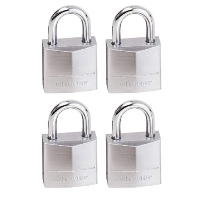 Immagine di Master Lock 629EURQ Confezione da 4 Lucchetti a Chiave, Grigio, 3.4 x 2 1 cm