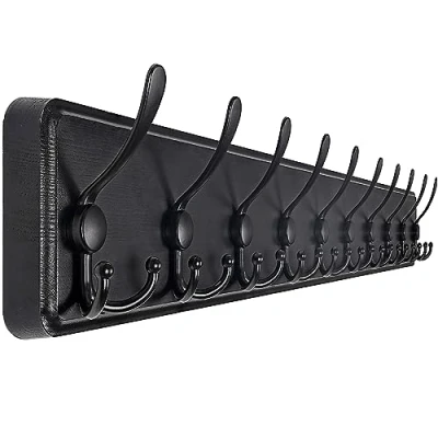 Immagine di SKOLOO Appendiabiti a parete per ingresso Stile casale 10 Ganci Tripli 97 cm da legno Appendere Cappotti Sciarpe, zaini e Altro