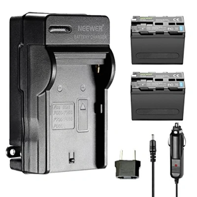 Immagine di Neewer 6600mAh Li ION Batteria di ricambio per Sony NP F970 e caricatore alimentazione auto adattatore EU CN160 FW568 F100 F200 FW700 LED Lampada Monitor Set 2