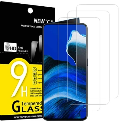 Immagine di NEW&#039;C 3 Pezzi, Vetro Temperato per Oppo Reno 2, 2Z, Pellicola Prottetiva Anti Graffio, Impronte, Senza Bolle, Durezza 9H, 0,33mm Ultra Trasparente, Resistente