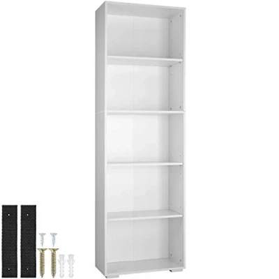 Immagine di TecTake 800842 Scaffale per Libri con 5x Ripiani, Arredamento da Ufficio, Librerie Verticale, Costruzione Stabile e Sicura, Piastra MDF, Facile Pulire (Bianco)