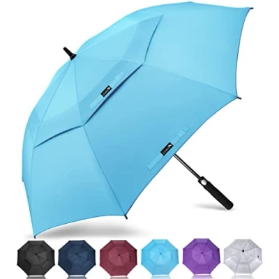 Immagine di ZOMAKE Ombrello da Golf Grande 157cm Automatico Ombrelli Pioggia Grandi Resistente Antivento Con Doppio Baldacchino Extra Large Umbrella Per Uomo Donna(Blu Chiaro)