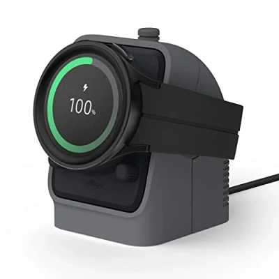 Immagine di elago GWT4 Supporto per Caricabatterie Compatibile con Samsung Galaxy Watch 7 (40/44mm), 6 Series, and 5 Design Walkie Talkie [Cavo di Ricarica Non Incluso] (Grigio Scuro)