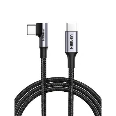 Immagine di UGREEN Cavo USB C 100W 20V/5A, Type 90 Gradi Ricarica Rapida Compatibile con iPhone 16/15 Plus Pro Max, Macbook Pro, Galaxy S24 Ultra/S24+/S23/S22, Pixel 9/9 Pro/9 XL/8/7, ecc. 0,5M