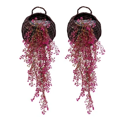 Immagine di G Tree piante artificiali Vite Hanging Set di 2 pezzi Ivy Fiori finte verdi per giardino decorazione murale rosso rosa