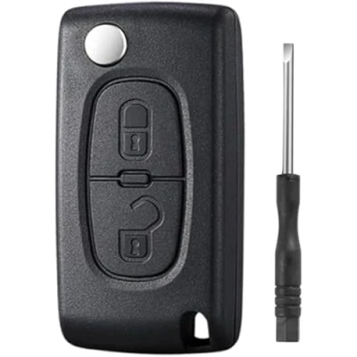 Immagine di Betterher Custodia Chiave 2 Bottoni A Rabat Pieghevole compatibile per Citroen C2 C3 C4 C5 C6 C8,Peugeot 207 307 308 407 408 3008 5008