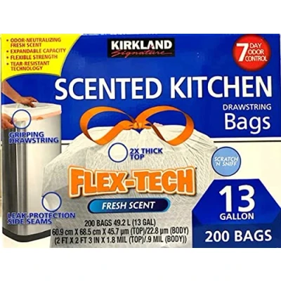 Immagine di Kirkland Signature Flex Tech Sacchetti profumati per la spazzatura da cucina, 200 pezzi