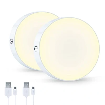 Immagine di QEEMMY lampada touch dimmerabile a batteria, 3000 K, ricaricabile, luce notturna LED con luminosità regolabile, magnete integrato, per armadio, da cucina, set 2