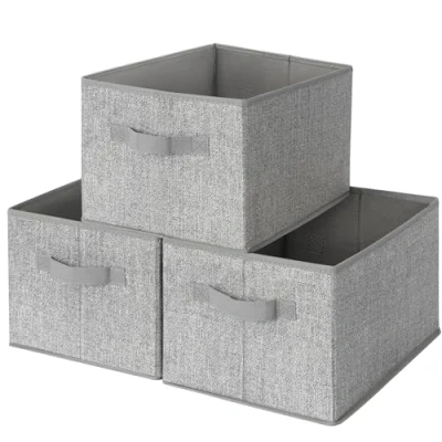 Immagine di GRANNY SAYS Scatole Tessuto, Set di 3 Portaoggetti Pieghevoli, Scatola Organizzatori Vestiti, Contenitori in Tessuto per Armadio, Wardrobe Storage Boxes Large, Grigio