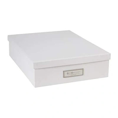 Immagine di Bigso Box of Sweden Organizer scrivania per fogli A4, cancelleria e altro Scatole portadocumenti con coperchio maniglia ufficio in cartone carta bianco