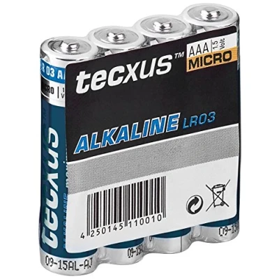 Immagine di Tecxus batteria AAA Alcaline Maximum, 4 pz, Micro, 7 anni di garanzia contro caldo e freddo, resistente ai raggi UV, 1200 mAh