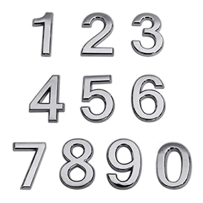 Immagine di Belvanr Numero Civico Numeri di Cassette Postali 3D Adesivi Esterno Moderno Personalizzato Indirizzo 0 9 Civici Autoadesivi 10 pezzi Argento