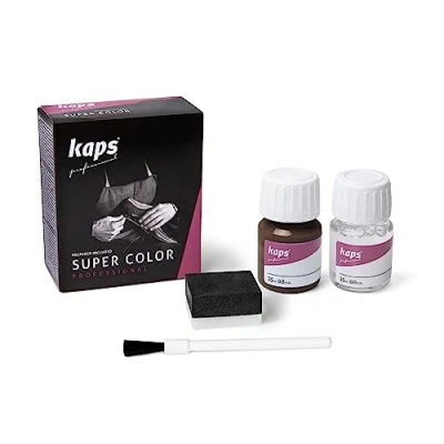 Immagine di Kaps Tinta Super Color + Preparatore (25 ml ognuno), Colorante Professionale per Pelle Naturale, Tela, Ecopelle, Nutre e Ripara le Scarpe in (139 Marrone)
