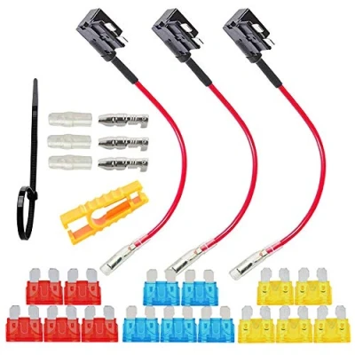 Immagine di FULARR 3Pcs Premium ACU Add A Circuit Portafusibile Kit, Standard Lama Fusibile Tap Adattatore, con Gratuito Fusibili X 15Pcs, Estrattore 1Pcs, Fascette 5Pcs 12V / 24V