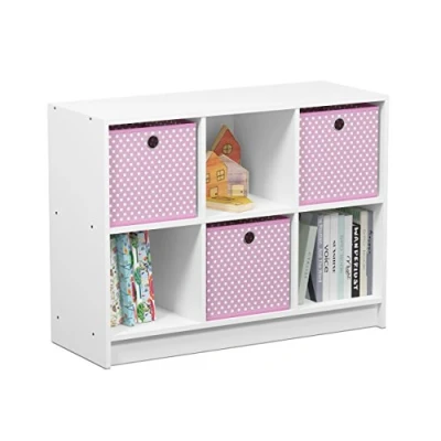 Immagine di Furinno Libreria Basic 3 x 2 con Scomparti, Bianco / Rosa