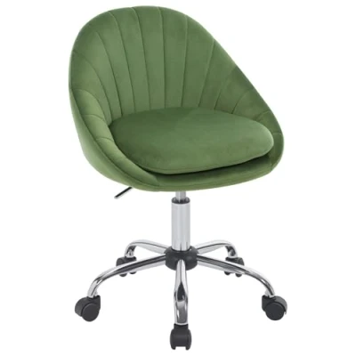 Immagine di WOLTU Sedia da Ufficio per Casa, Toilette, Girevole Ergonomica, Scrivania Regolabile in Altezza con Rotelle, Camera Letto, Studio, Velluto, Verde, BS167dgn