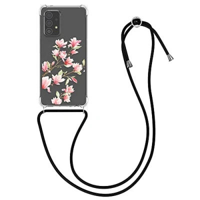 Immagine di kwmobile Custodia Compatibile con Samsung Galaxy A52 / 5G A52s Cover Back Case in Silicone TPU Protezione Smartphone Cordino rosa/bianco/trasparente