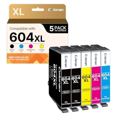 Immagine di 5 Pack 604XL Alta Resa Cartucce Compatibile per 604 XL Multipack Expression Home XP 2200 2205 3200 3205 4200 4205 WorkForce WF 2910 2930 2935 2950 (XL Capacità)